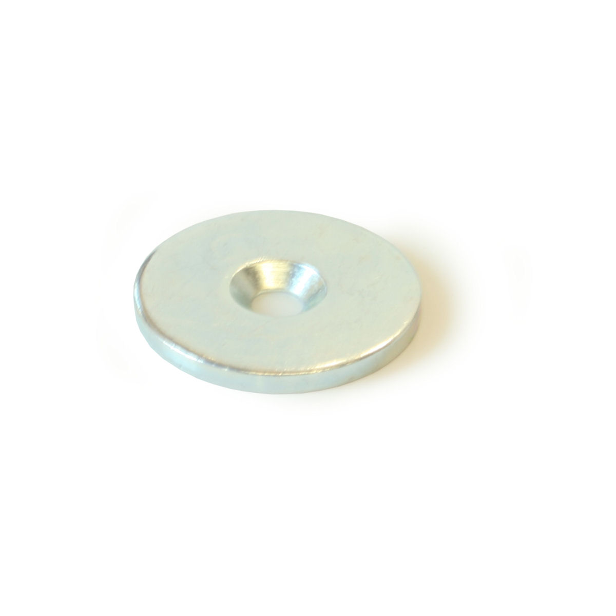 Metallscheibe mit Bohrung und Senkung D 12 x H 2 mm, verzinkt Metallscheibe mit Bohrung und Senkung D 12 x H 2 mm, verzinkt