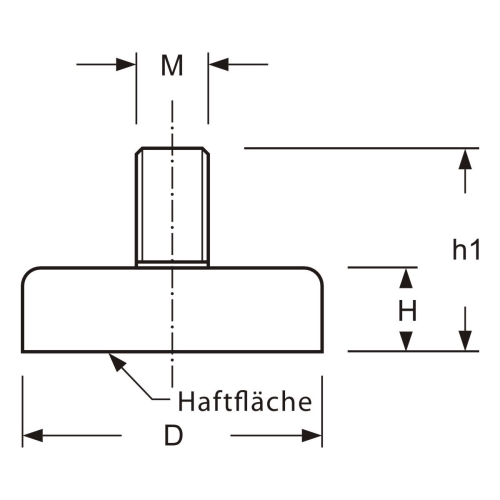 Flachgreifer Hartferrit 10 mm mit Außengewinde M3x7