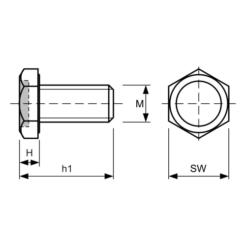 Flachgreifer Neodym 10 mm als Sechskantschraube mit Außengewinde M6x16 (Normschraube nach DIN EN ISO 4017-8.8)
